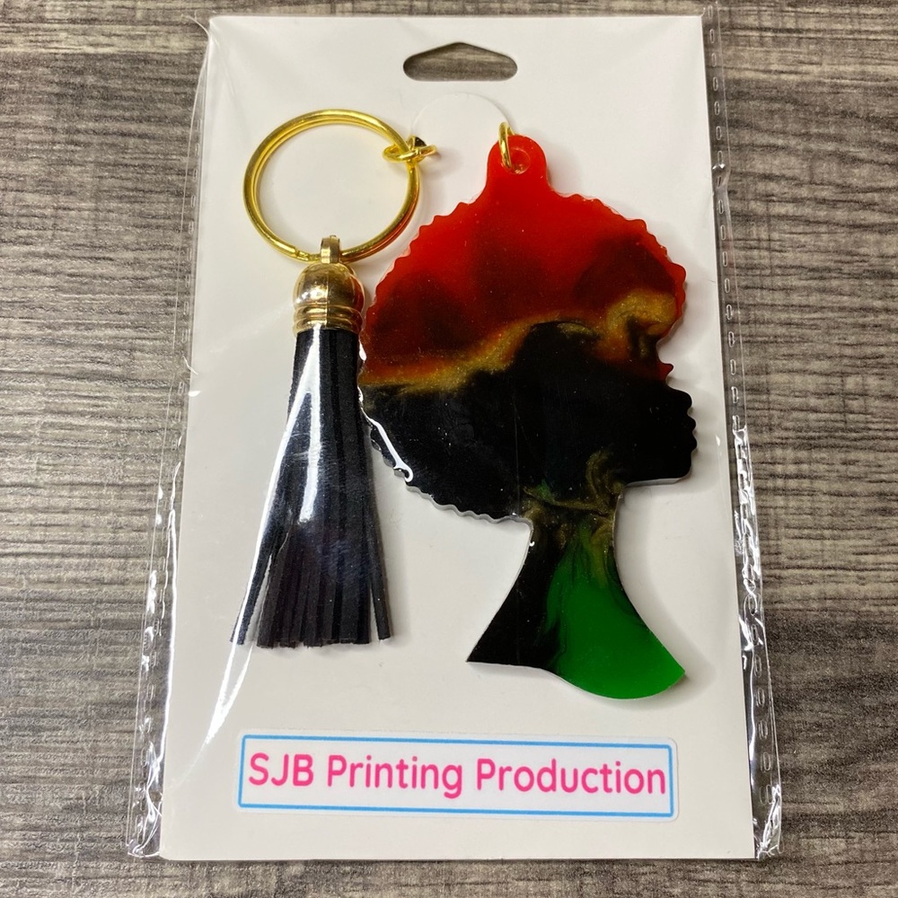 SJB Red Black Green Resin Woman with Black Tassel